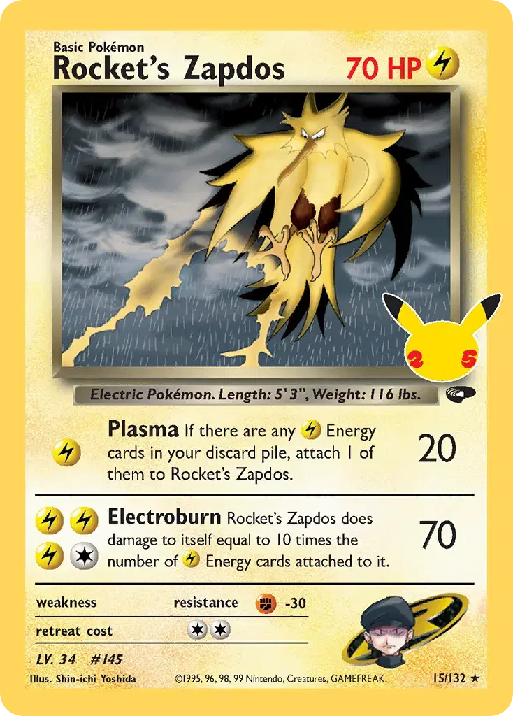 Rocket's Zapdos Celebrations: Classic Collection 15