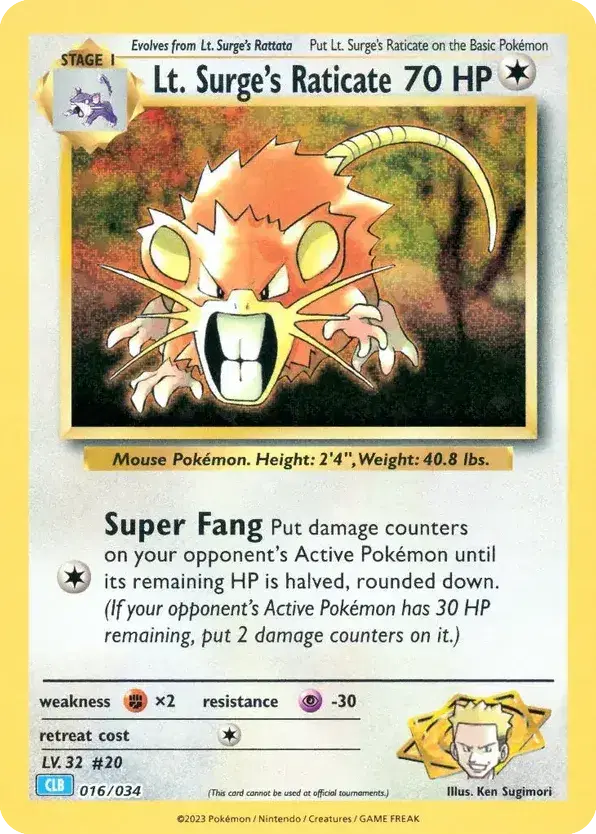 Lt. Surge's Raticate Pokémon TCG Classic - Blastoise 16
