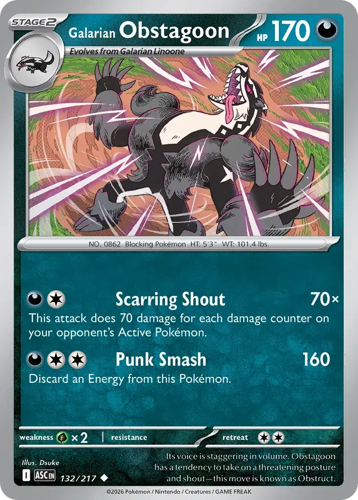 Galarian Obstagoon Ascended Heroes 132
