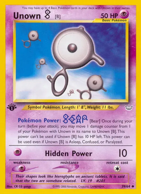 Unown [B] Neo Revelation 39