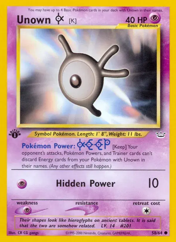Unown [K] Neo Revelation 58