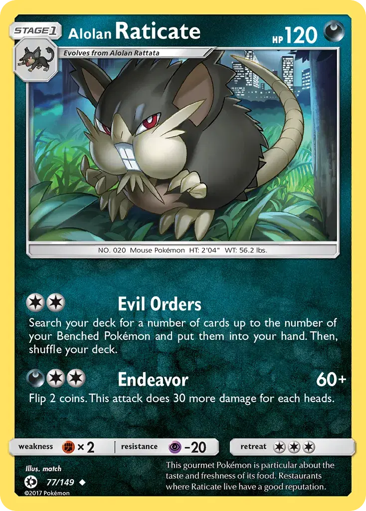 Alolan Raticate Sun & Moon 77