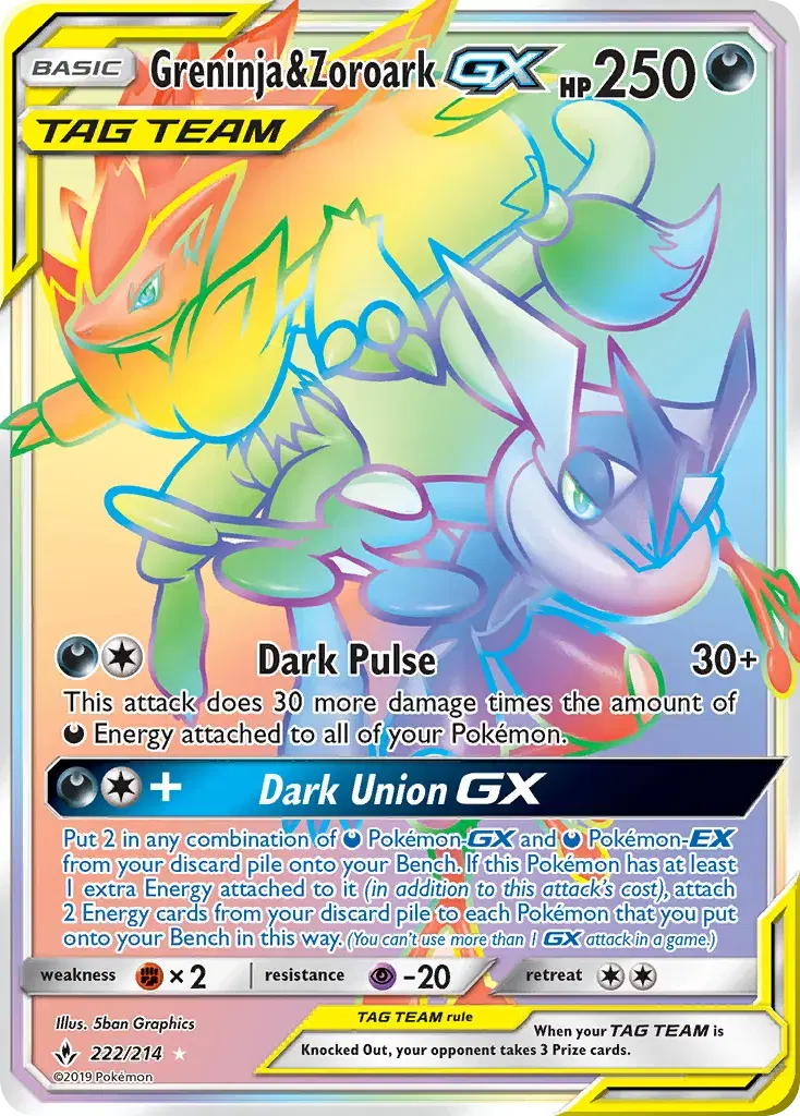 Greninja & Zoroark-GX Unbroken Bonds 222