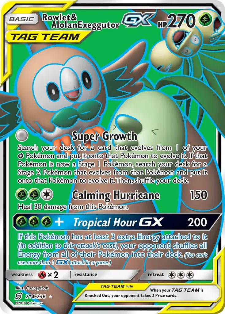 Rowlet & Alolan Exeggutor-GX Unified Minds 214