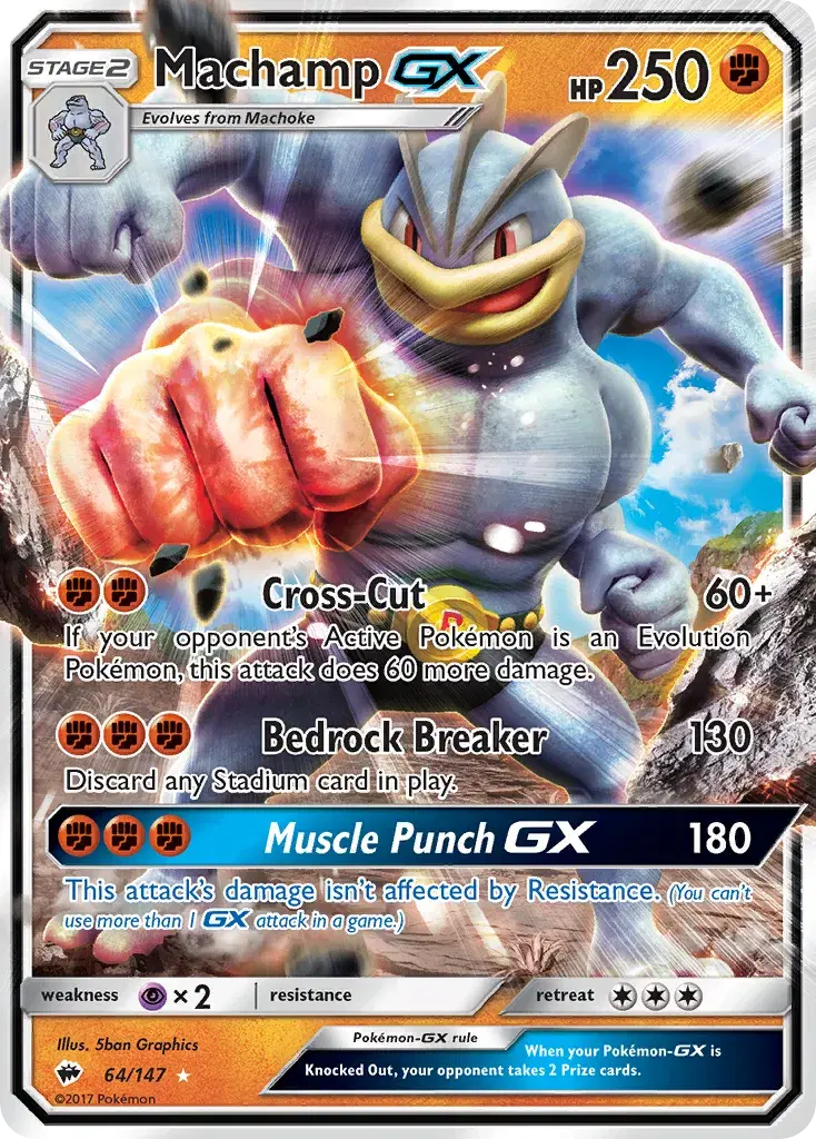 Machamp-GX Burning Shadows 64