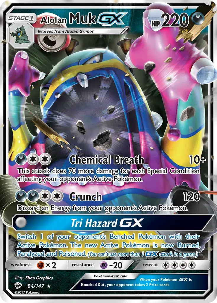 Alolan Muk-GX Burning Shadows 84