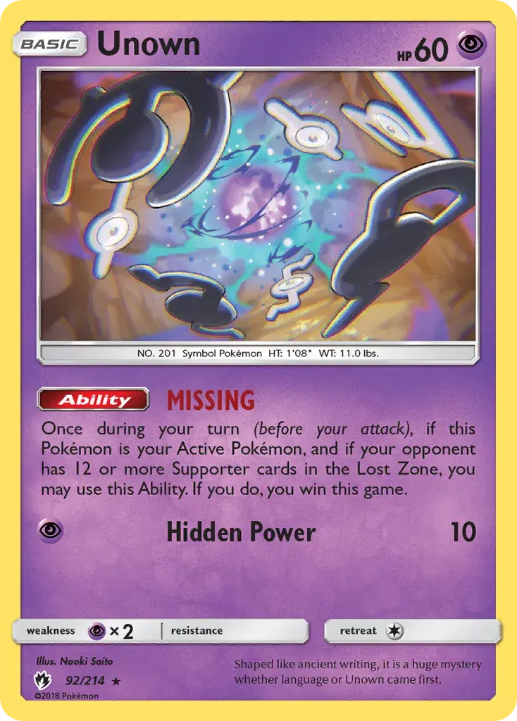Unown Lost Thunder 92
