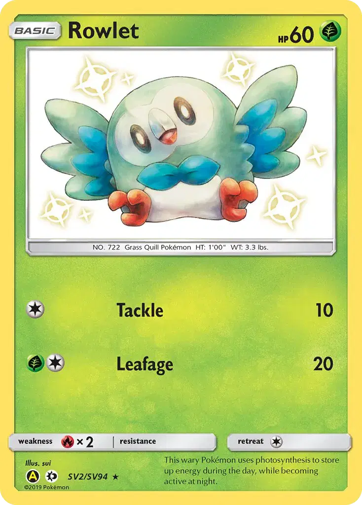 Rowlet Hidden Fates Shiny Vault SV2