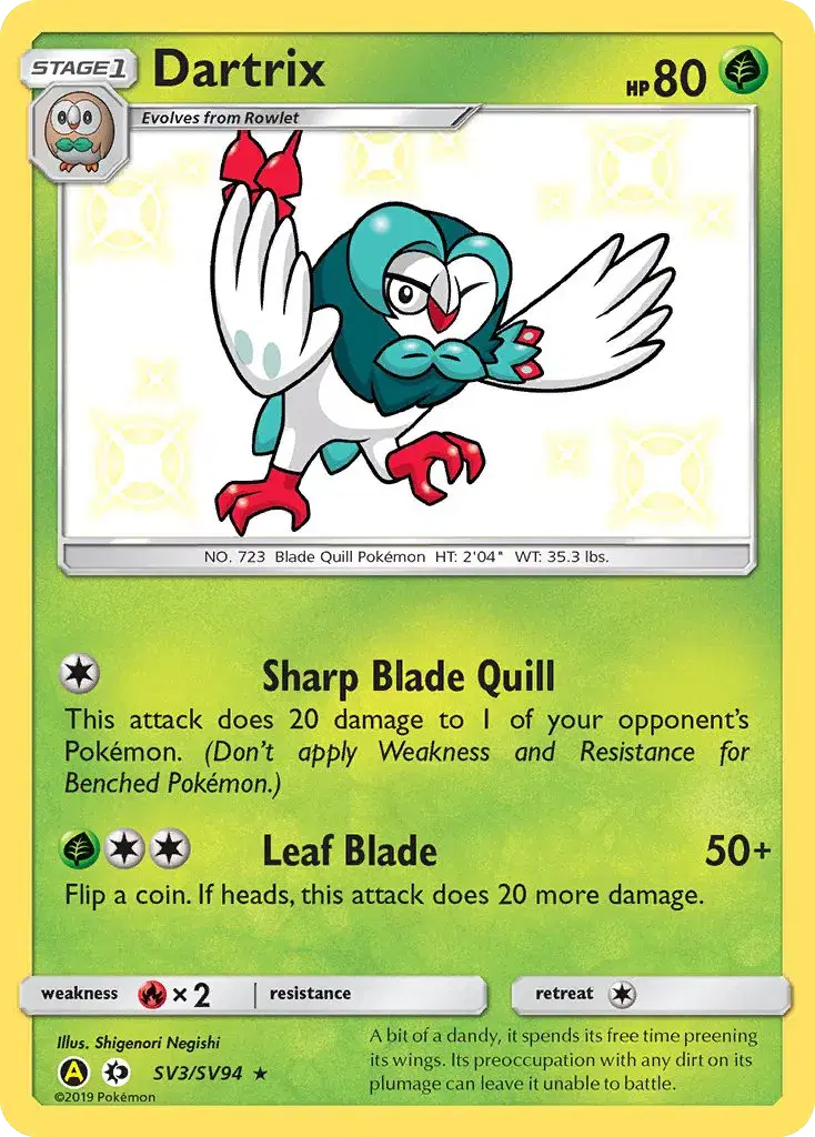 Dartrix Hidden Fates Shiny Vault SV3