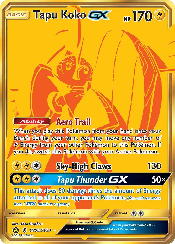 Tapu Koko-GX Hidden Fates Shiny Vault SV93