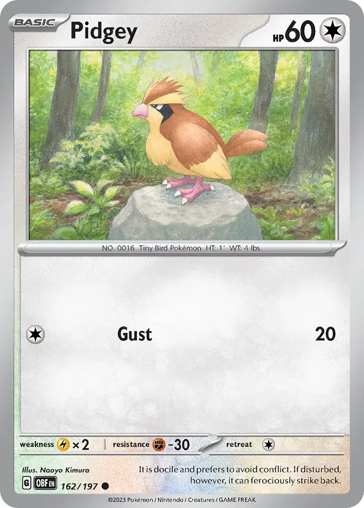 Pidgey Obsidian Flames 162