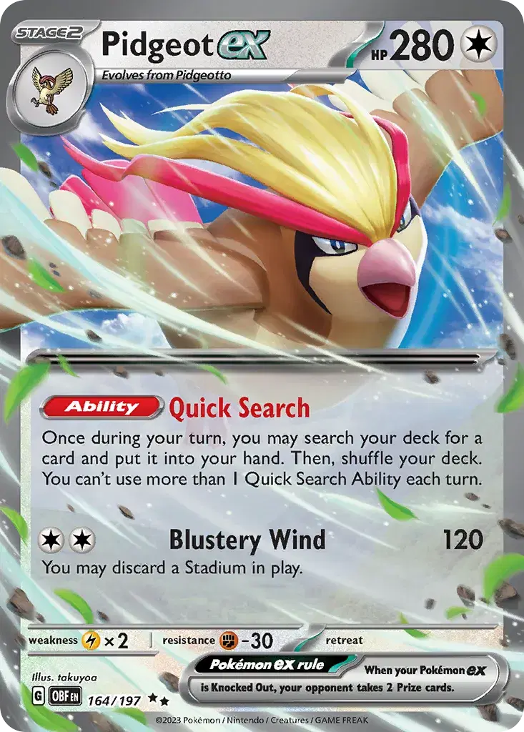 Pidgeot ex Obsidian Flames 164