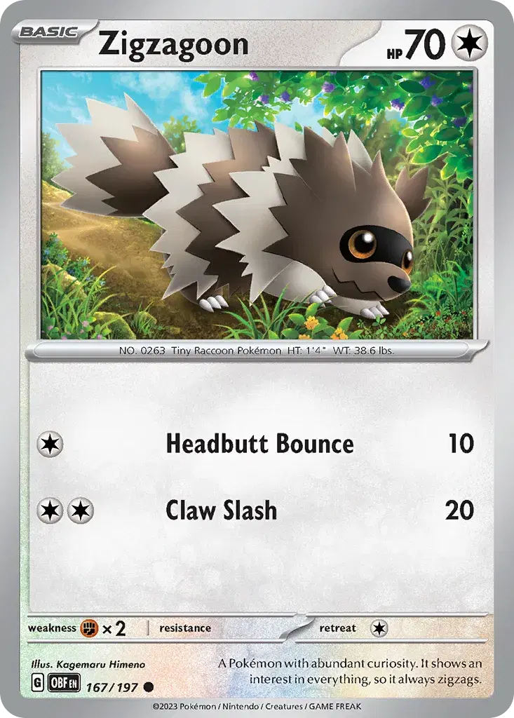 Zigzagoon Obsidian Flames 167
