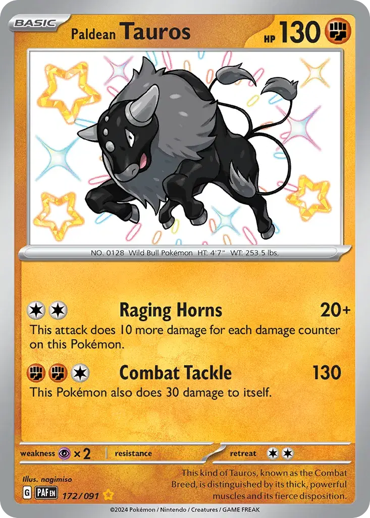 Paldean Tauros Paldean Fates 172