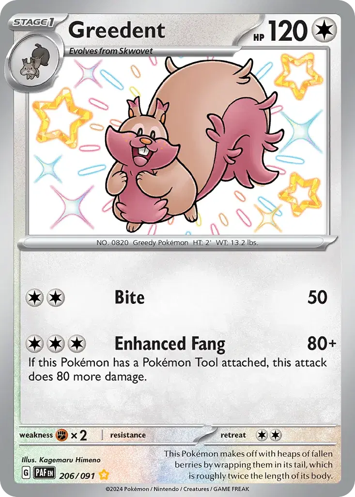 Greedent Paldean Fates 206