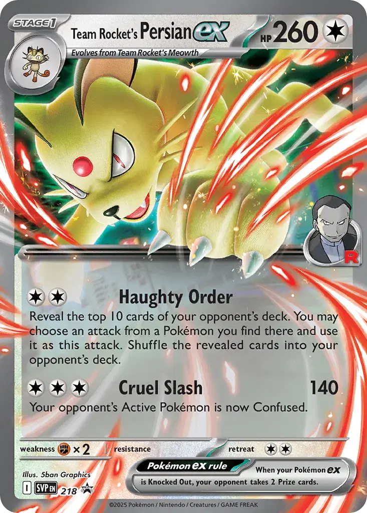 Team Rocket's Persian ex Scarlet & Violet Black Star Promos 218
