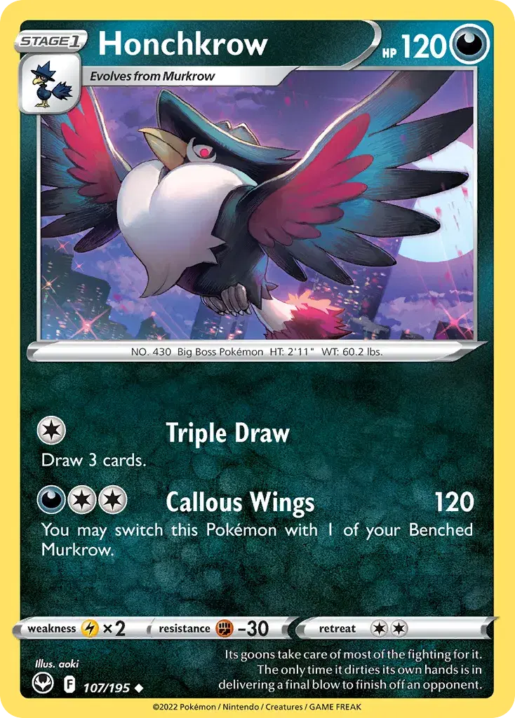Honchkrow Silver Tempest 107
