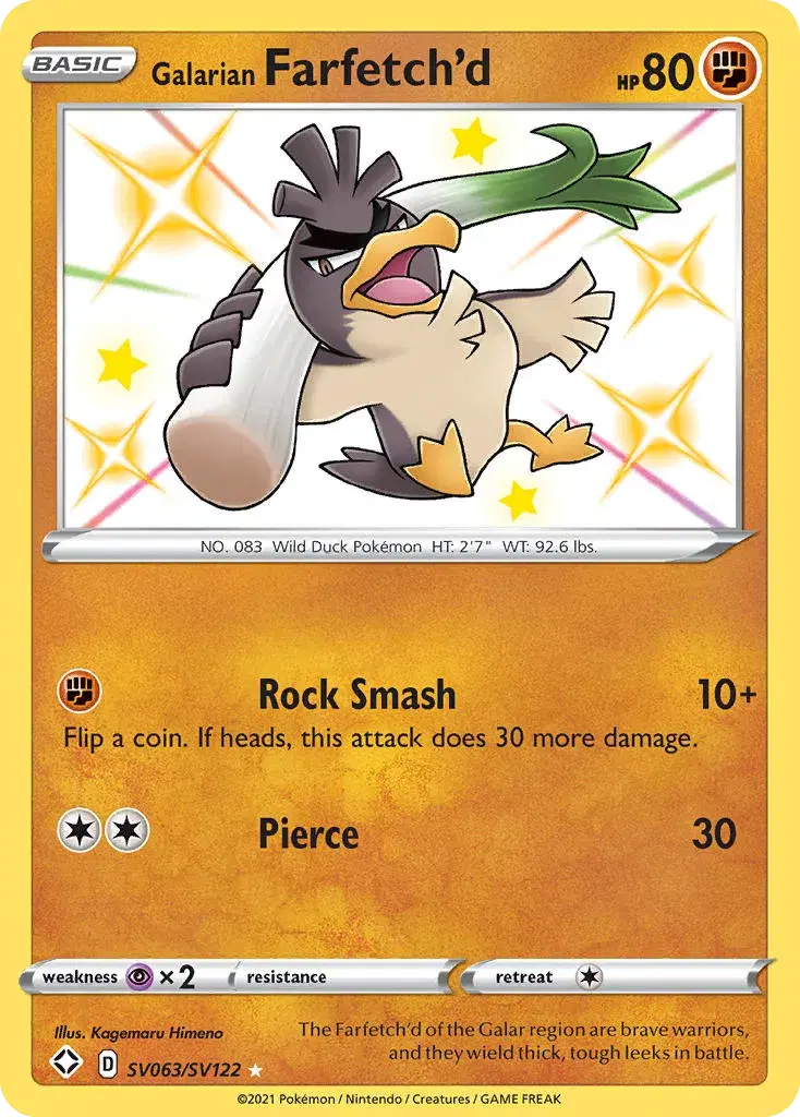 Galarian Farfetch'd Shining Fates Shiny Vault SV063