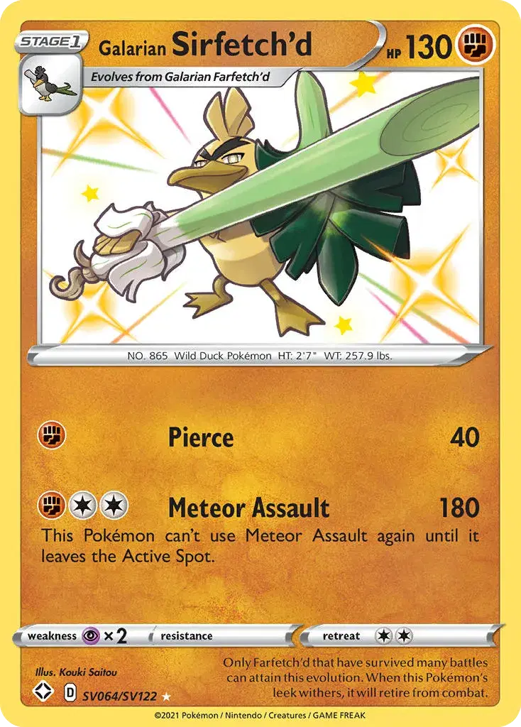 Galarian Sirfetch'd Shining Fates Shiny Vault SV064