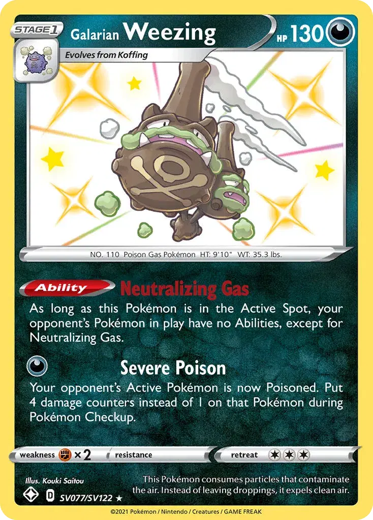 Galarian Weezing Shining Fates Shiny Vault SV077
