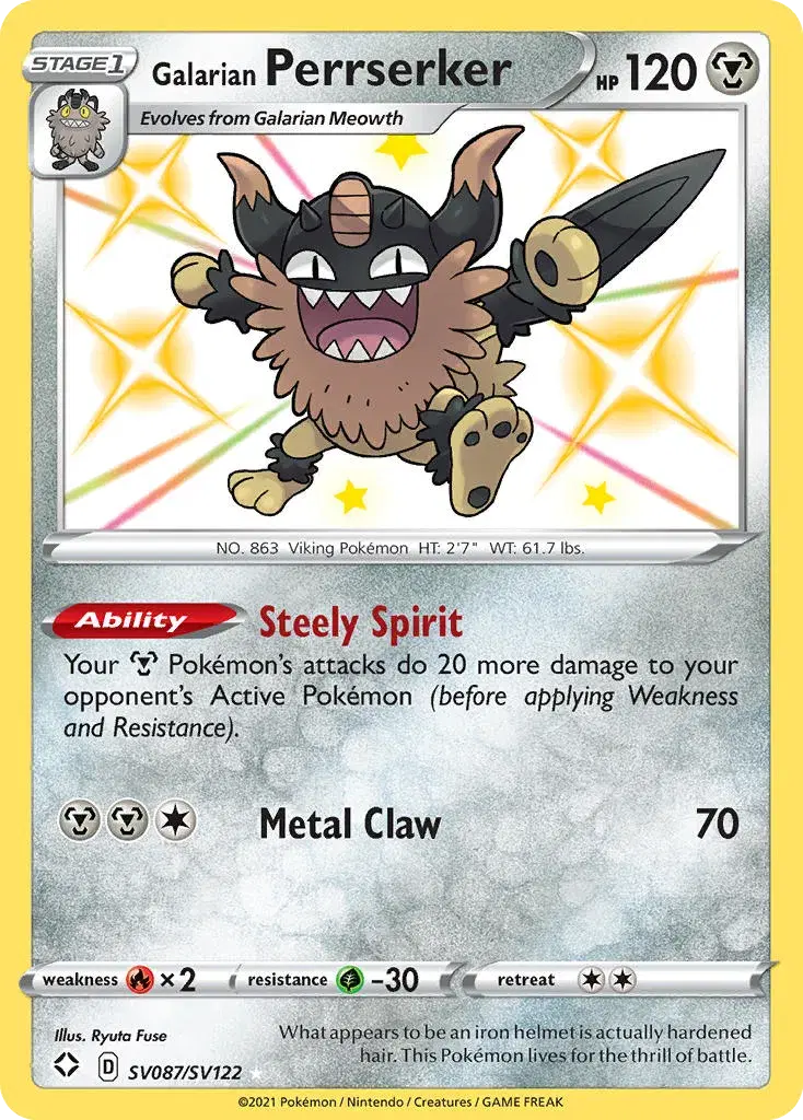 Galarian Perrserker Shining Fates Shiny Vault SV087