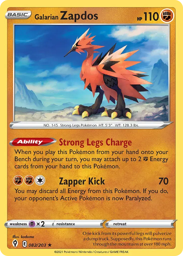 Galarian Zapdos Evolving Skies 82