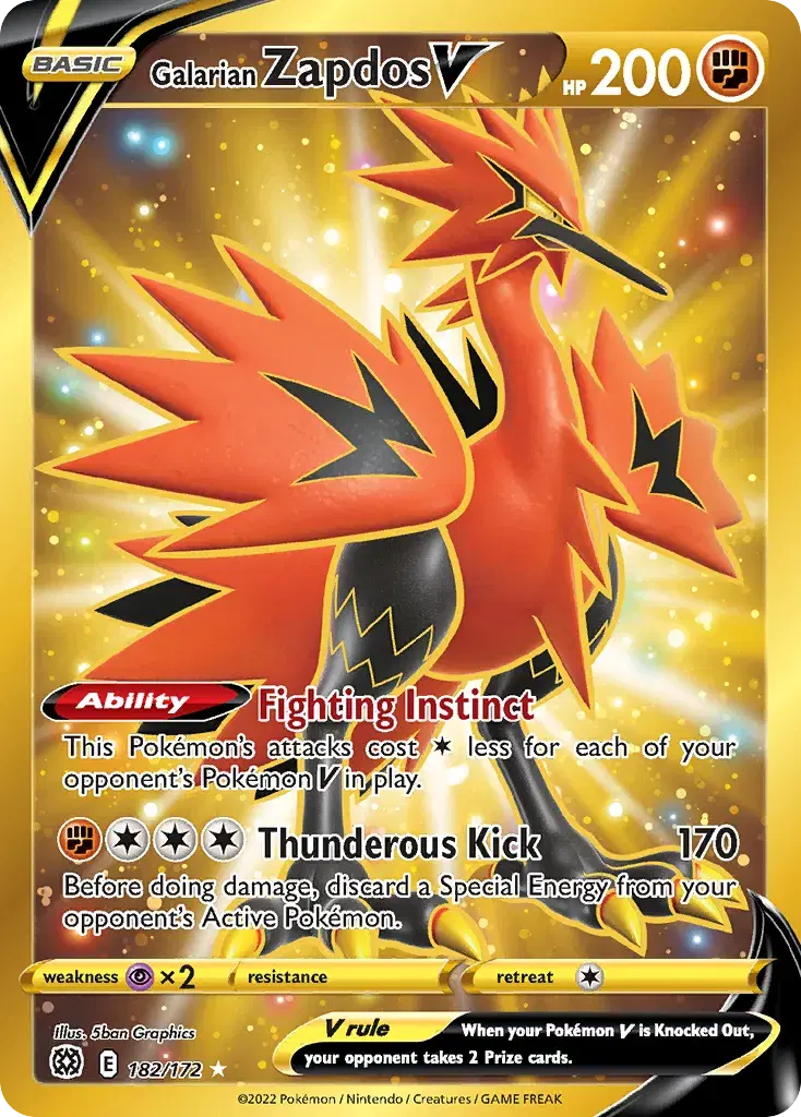 Galarian Zapdos V Brilliant Stars 182