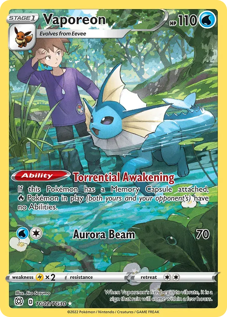 Vaporeon Brilliant Stars Trainer Gallery TG02